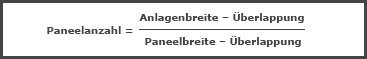 Berechnung der Paneelanzahl Paneelanzahl