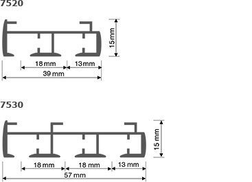 Schienenquerschnitt mit 2/3 Läufen Schienenquerschnitt stranggepresste Aluminium- Schienenprofile
