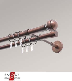 Lysel - SET Opal 160cm Doppeltrger geschlossen 2-Lauf mit Endstcke Kugel in Bronze