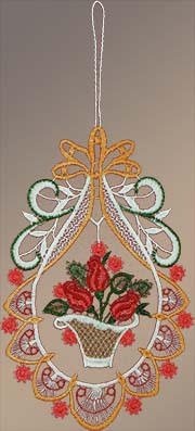 Fensterbilder Blumenampel mit Rosen