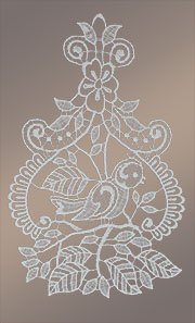 Fensterbild aus Plauener Spitze