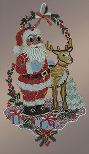 Fensterbilder Weihnachtsmann und Rentier Rudolph