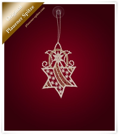 weiß/ gold Vorschau Anhänger & Baumschmuck aus Plauener Spitze