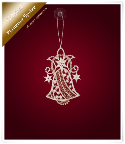 weiß/ gold Vorschau Anhänger & Baumschmuck aus Plauener Spitze
