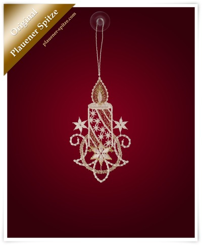 weiß/ gold Vorschau Anhänger & Baumschmuck aus Plauener Spitze