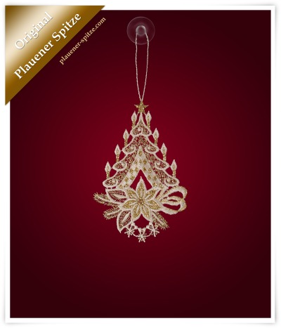 weiß/ gold Vorschau Anhänger & Baumschmuck aus Plauener Spitze