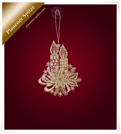 weiß/ gold Vorschau Anhänger & Baumschmuck aus Plauener Spitze
