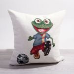 mehrfarbig Vorschau Gobelinkissen sportlicher Frosch #0Q mehrfarbig