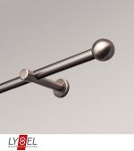 edelstahl-optik Vorschau Gardinenstange mit Innenlauf Lysel #1G Kugel edelstahl-optik