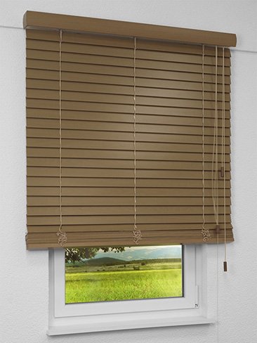 Jalousie Maßanfertigung Holzjalousie Dibetou-Look TS 14
