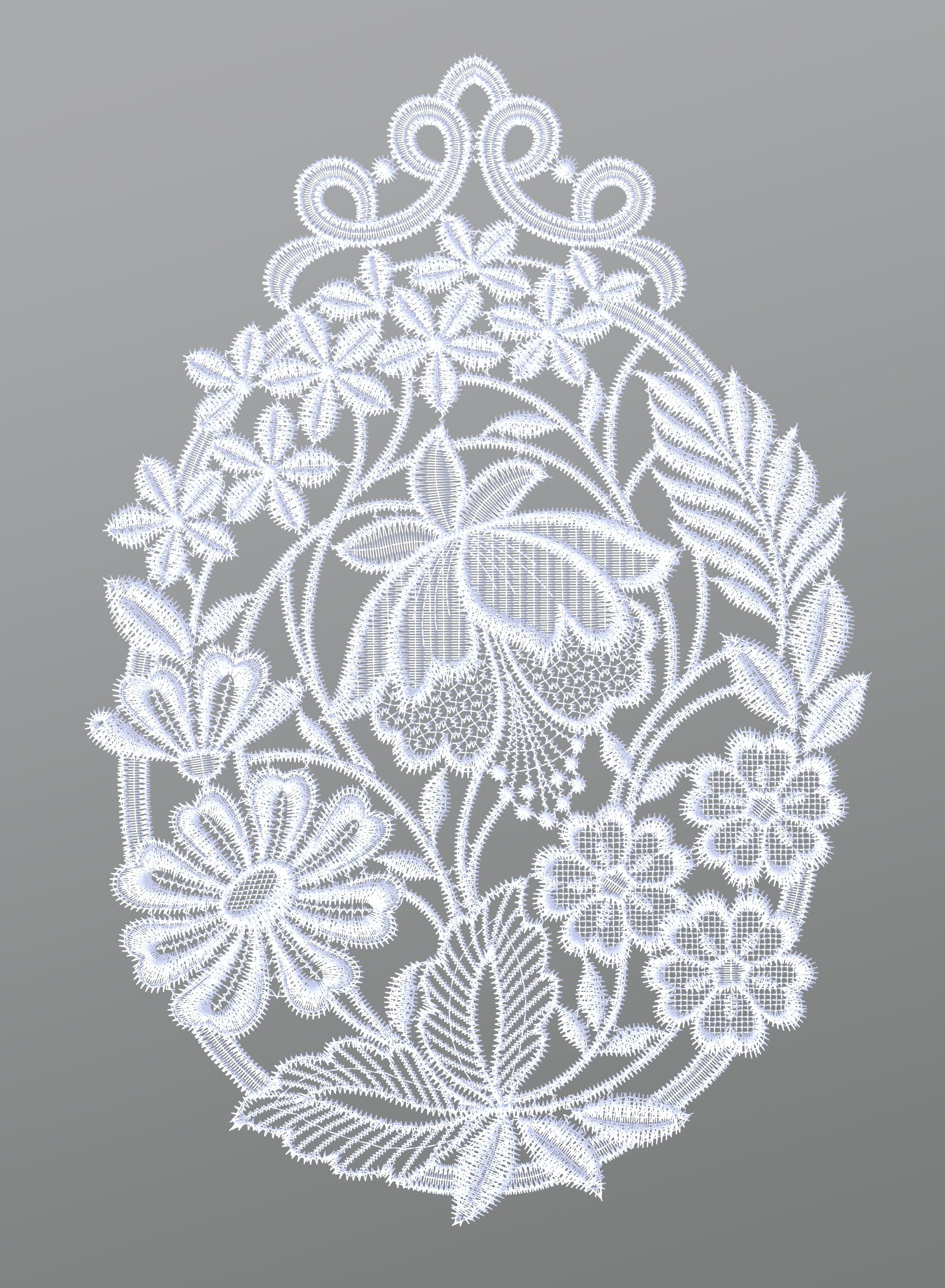 ArtikelbildFensterbild aus Plauener Spitze - Blumenschar #1W in Weiß