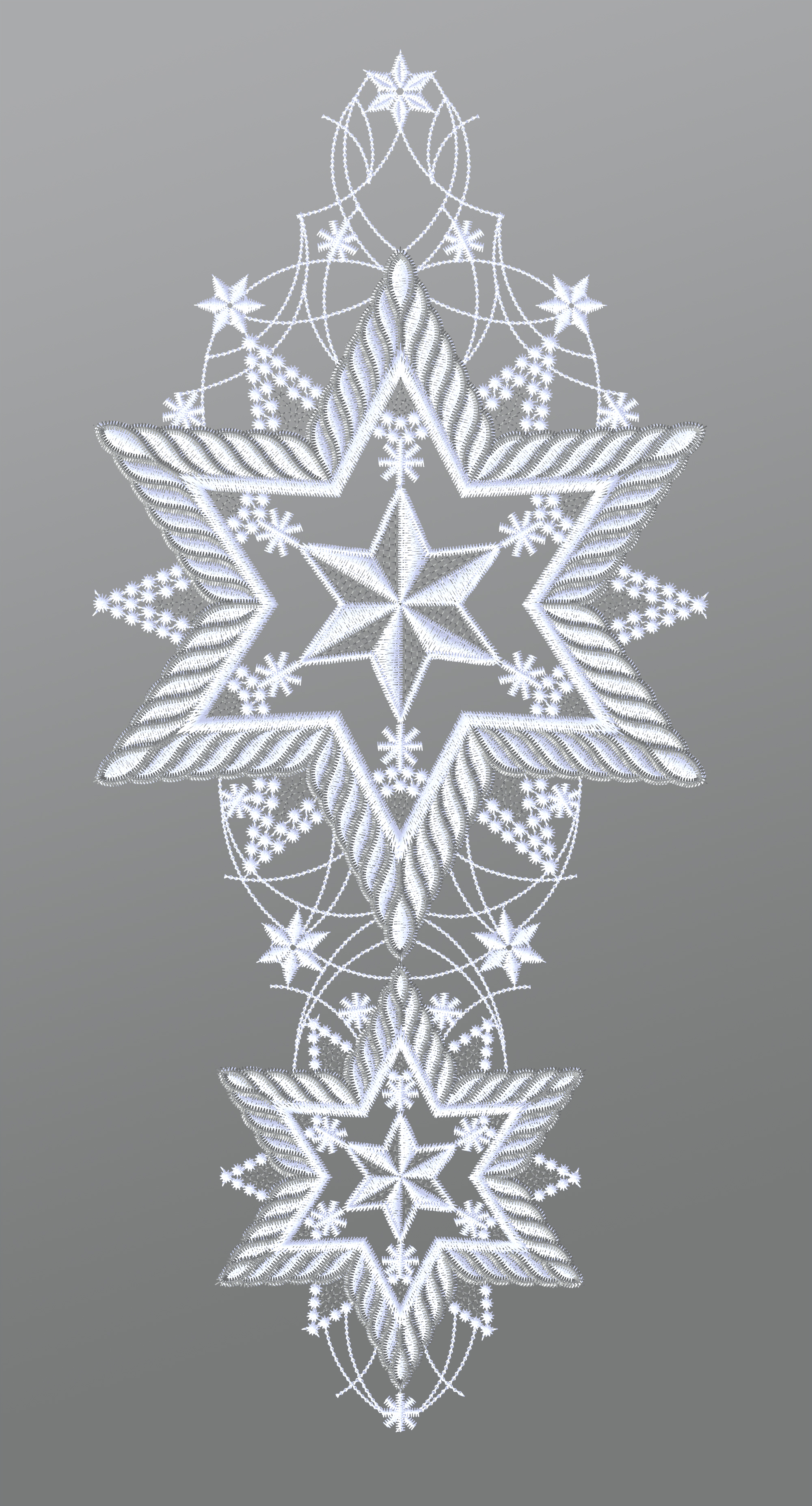 ArtikelbildFensterbild aus Plauener Spitze - Silbersterne #1W in Silber
