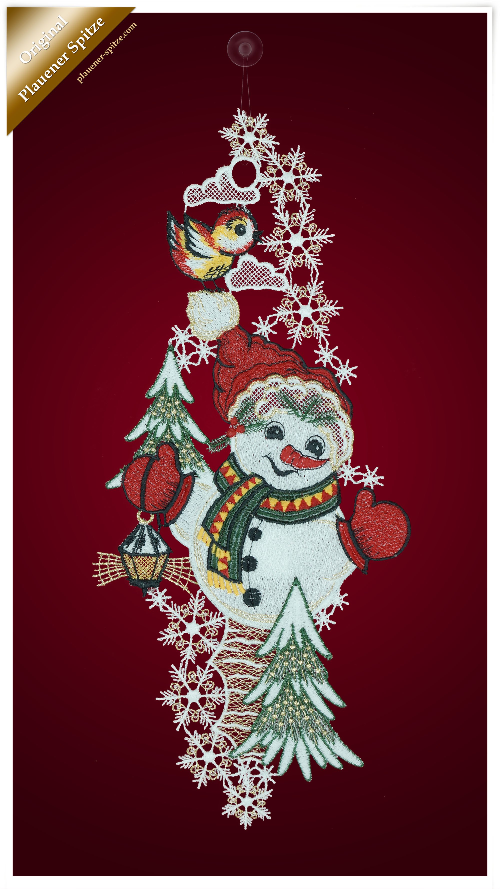 Weihnachtsfensterbild Weihnachtsmann mit Laterne Weihnachtdeko Plauener Spitze 