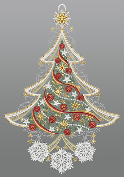 ArtikelbildFensterbild aus Plauener Spitze® - Festlicher Weihnachtsbaum #1W mehrfarbig