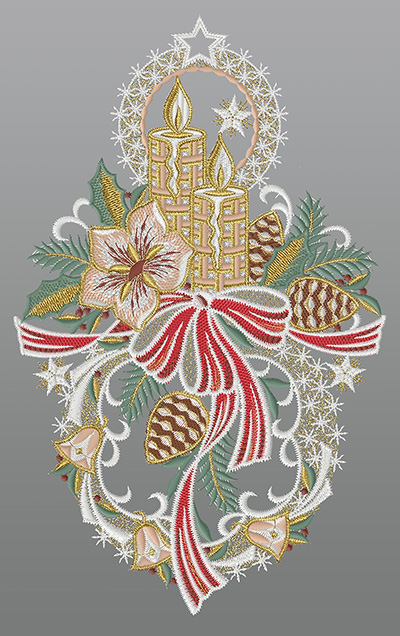 ArtikelbildFensterbild aus Plauener Spitze® - Weihnachtliche Kerzen #1W mehrfarbig