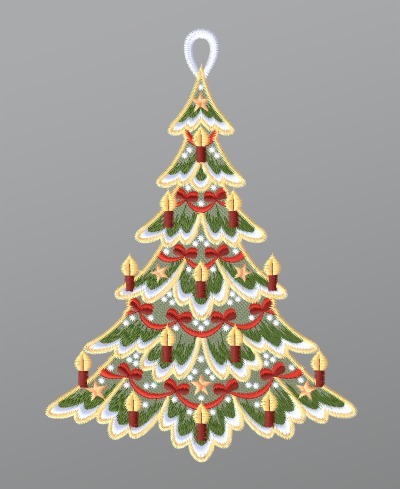ArtikelbildFensterbild aus Plauener Spitze - Festlich geschmckter Tannenbaum #1W mehrfarbig