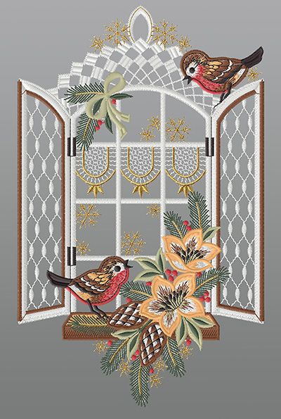 ArtikelbildFensterbild aus Plauener Spitze® - Herbstfenster #1W mehrfarbig