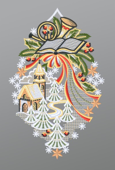 ArtikelbildFensterbild aus Plauener Spitze - Musikalische Winterlandschaft #1W mehrfarbig