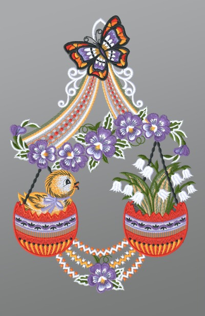 ArtikelbildFensterbild aus Plauener Spitze - Kken in Osterwaage #1W mehrfarbig