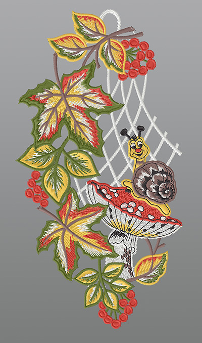 ArtikelbildFensterbild aus Plauener Spitze® - Herbstlaub #1W mehrfarbig