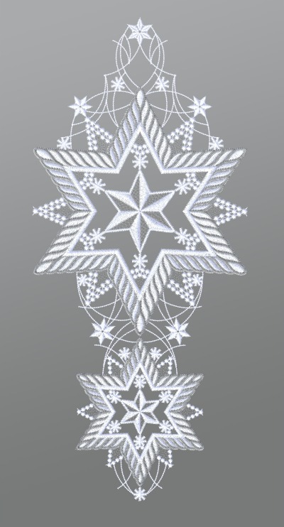 ArtikelbildFensterbild aus Plauener Spitze - Silbersterne #1W in Silber