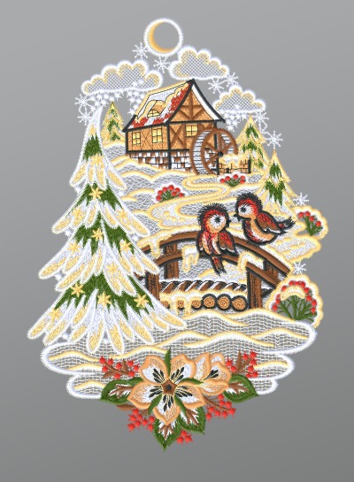 ArtikelbildFensterbild aus Plauener Spitze - Wassermhle in Winterlandschaft #1W mehrfarbig
