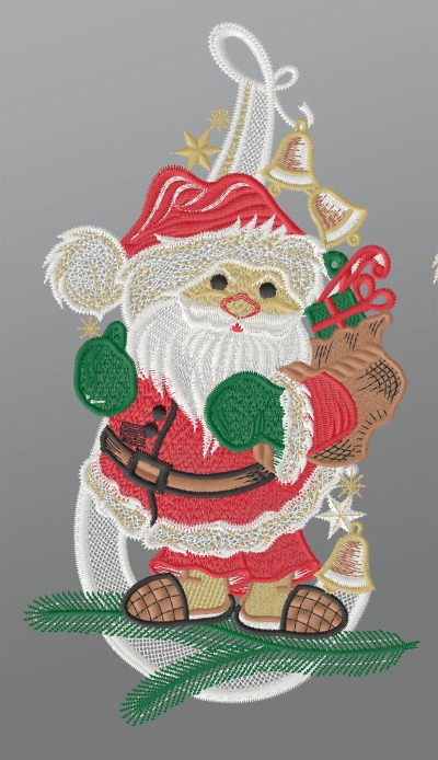 ArtikelbildFensterbild aus Plauener Spitze - Niedlicher Weihnachtsmann #1W mehrfarbig