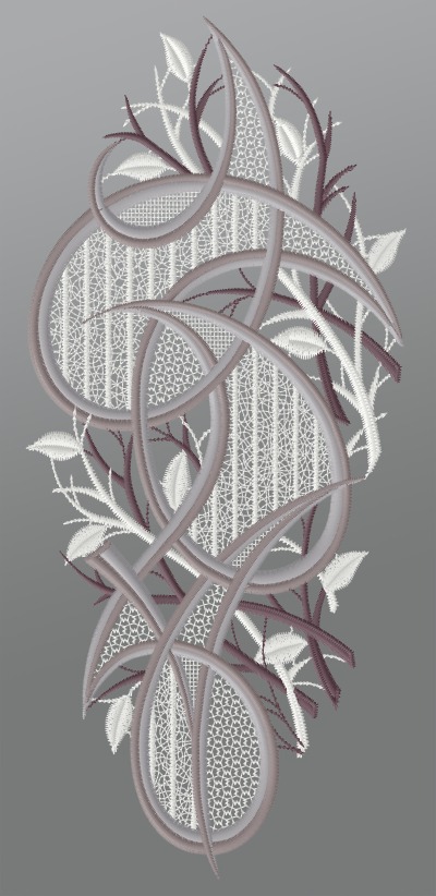 ArtikelbildFensterbild aus Plauener Spitze - modernes Ornament #1W grau