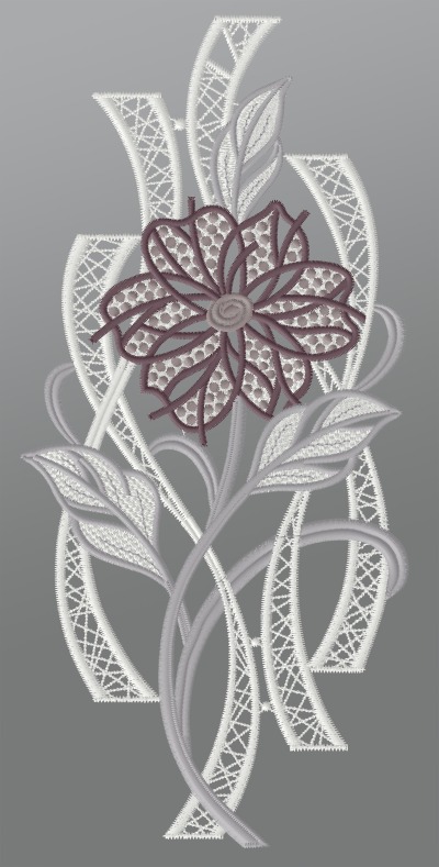 ArtikelbildFensterbild aus Plauener Spitze® - moderne Blume #1W grau