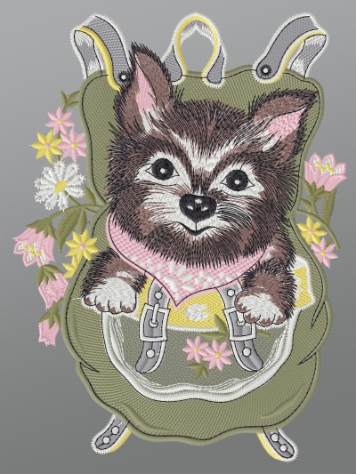 ArtikelbildFensterbild aus Plauener Spitze - Hndchen im Rucksack #1W mehrfarbig