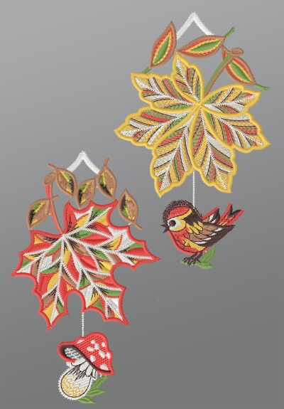 ArtikelbildFensterbild aus Plauener Spitze - Herbsttraum #1W mehrfarbig