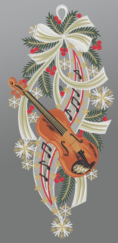 ArtikelbildFensterbild aus Plauener Spitze - Weihnachtsmelodie #1W mehrfarbig