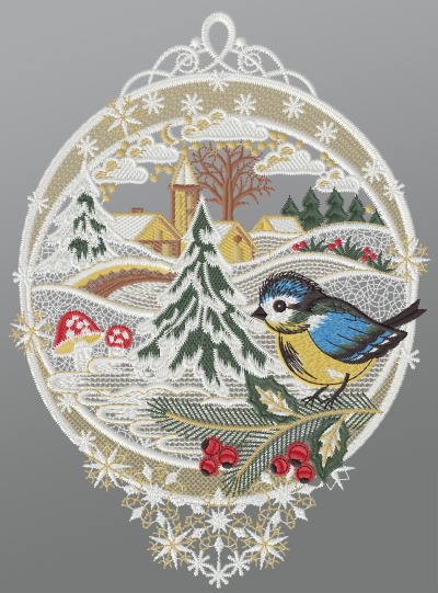 ArtikelbildFensterbild aus Plauener Spitze - Winteridylle #1W mehrfarbig