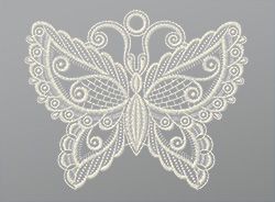 Plauener Spitze - Eleganter Schmetterling #1W in Weiß