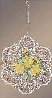 Fensterbilder Blütenmedallion mit Blumensträußchen