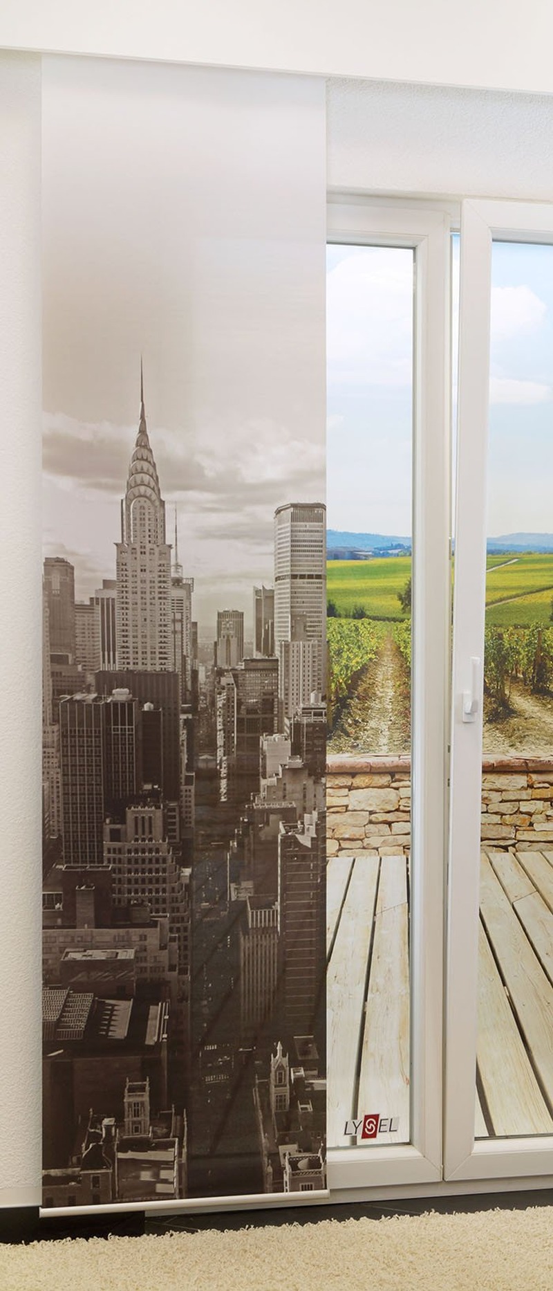 Flchengardine 245cm x 60cm, mit Motiv New York Chrysler Building