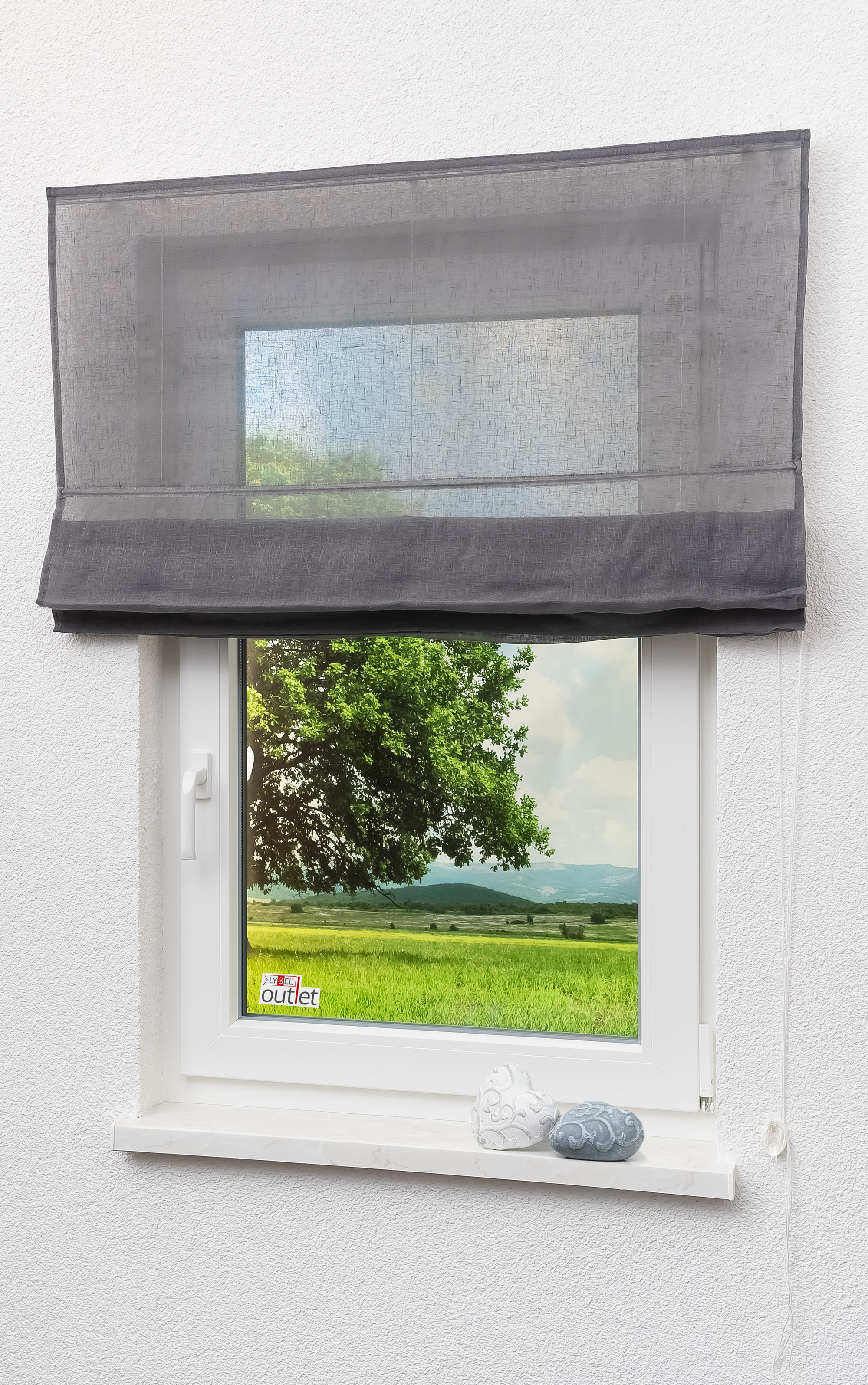 LYSEL Raffrollo Leinen Anthrazit, HxB 170x60cm, grau