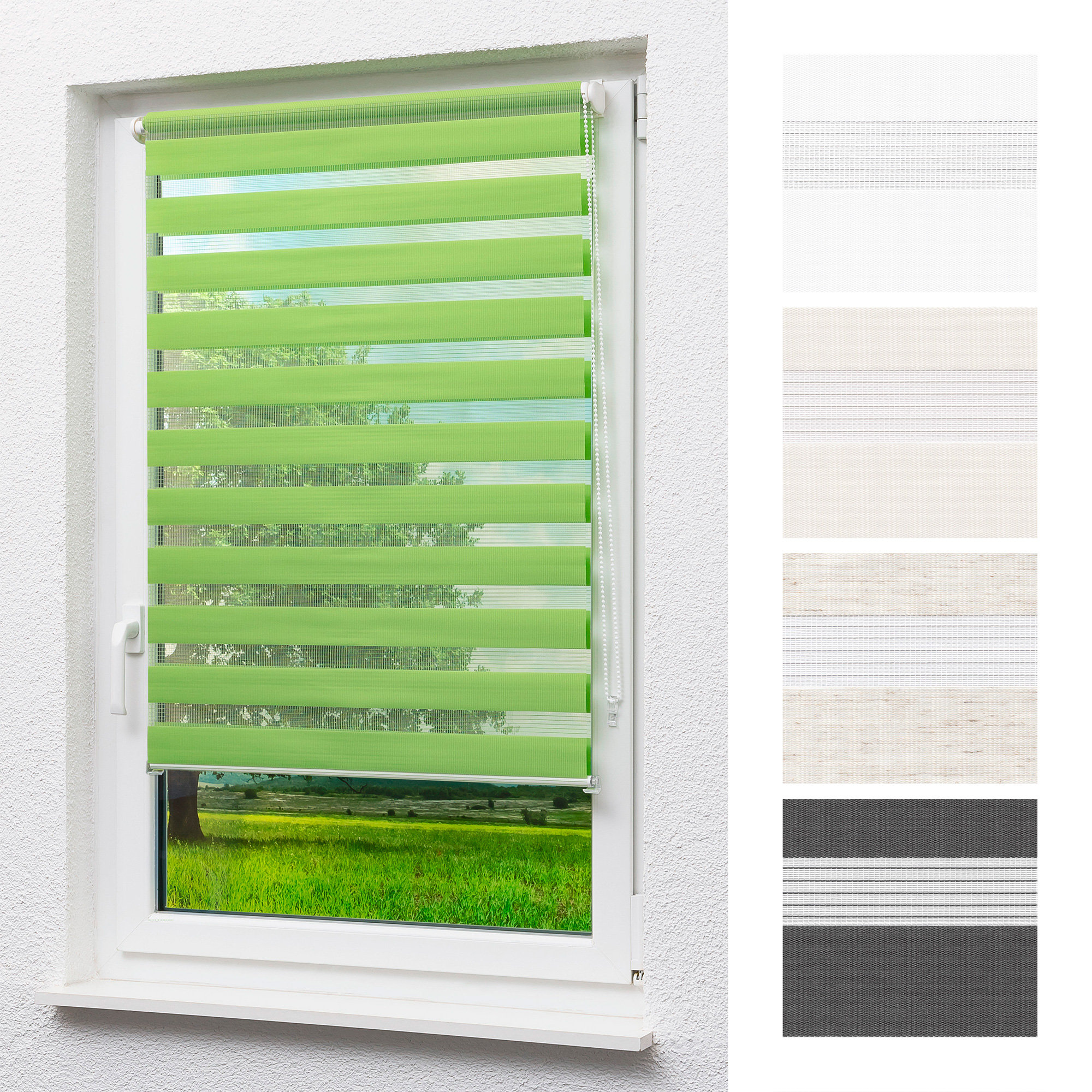 Sichtschutz Rollo Transparent Lichtblick Doppelrollo Klemmfix – Ohne Bohren, Wellenmuster, Blickdicht, 70x150 Cm, Weiß Klemmrollo Ohne Bohren