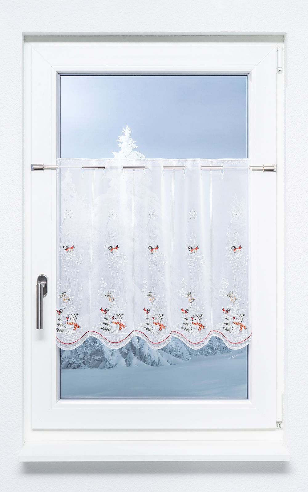 Tokusyou Weihnachten Scheibengardine Gardinen Deko Weihnachtsgardine Rot Vorhang Der Weihnachtsmann Schneeflocken Geschenkbox Muster Blickdicht Bistrogardinen Für Fenster B 137 × H 45 Cm