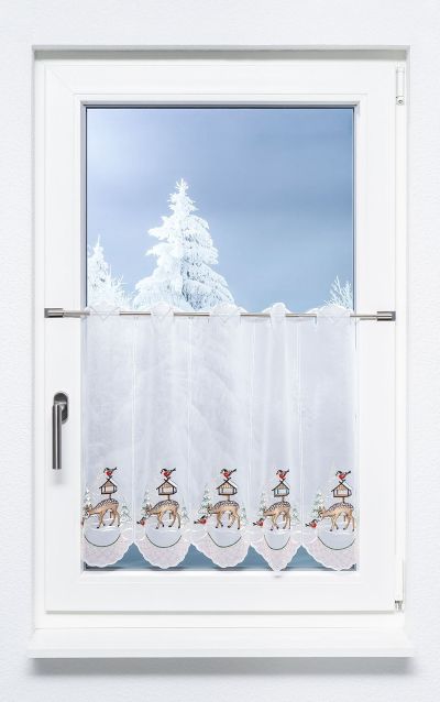 ArtikelbildScheibengardine Plauener Spitze - Rehkitz im Winter #1W braun