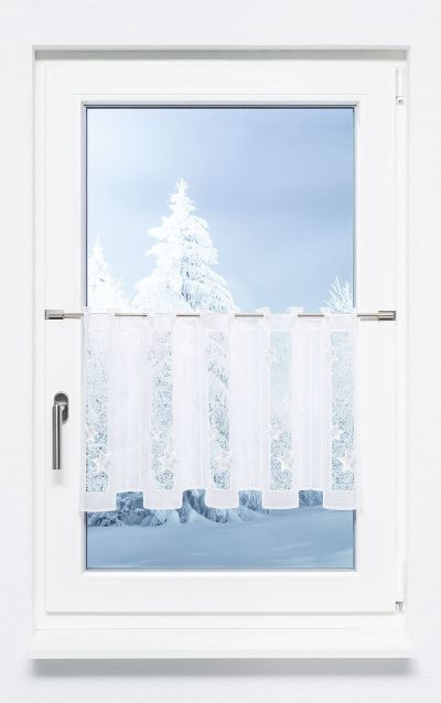 ArtikelbildScheibengardine Plauener Spitze - Sternenstaub #1W silber-wei