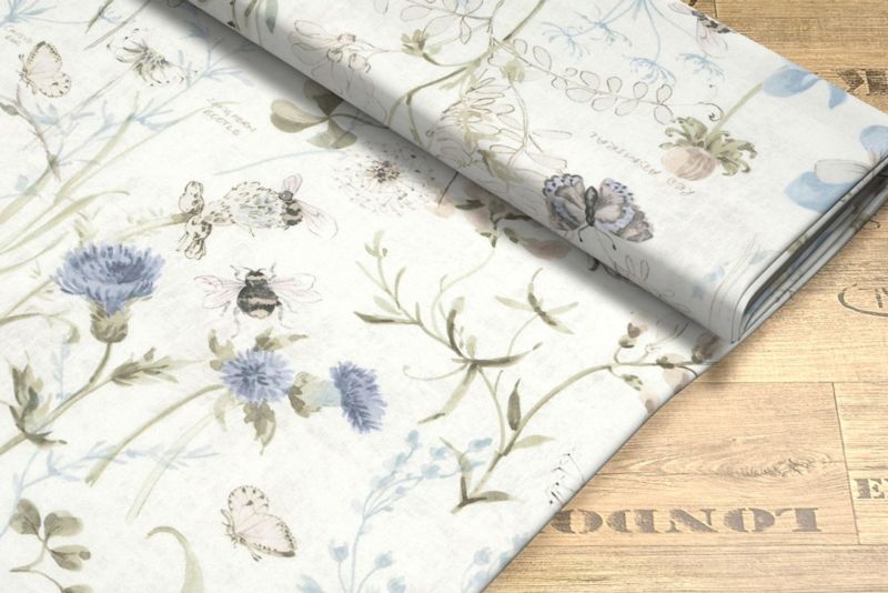 Dekostoff Lysel  Carmona in blau-beige