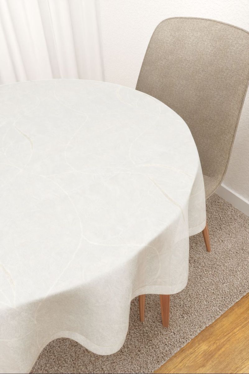 Tischdecke rund in Beige