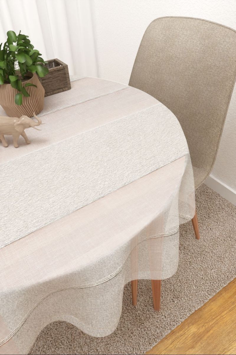 Tischdecke rund in Beige