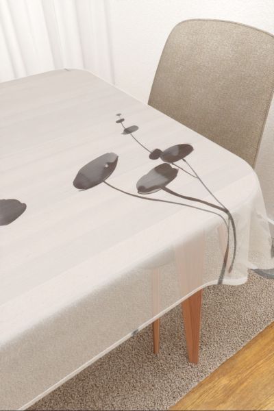 Tischdecke eckig Lysel #3J Papaver in platingrau