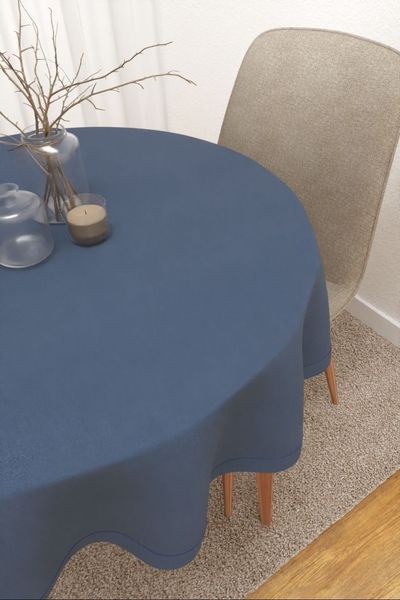 Tischdecke rund Lysel #3J Avanos in enzianblau