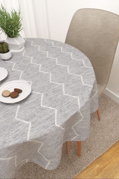 Tischdecke rund Lysel #3J Bamba in Graubeige