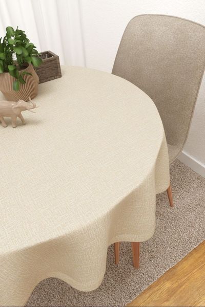 Tischdecke rund Lysel #3J Basiroa in beige