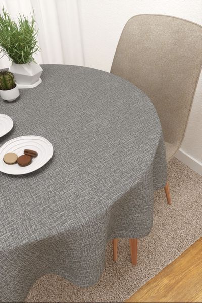 Tischdecke rund Lysel #3J Basiroa in grau