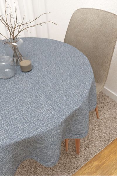 Tischdecke rund Lysel #3J Basiroa in jeansblau